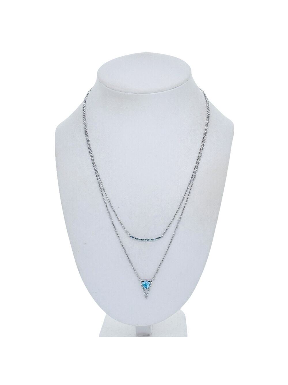Vintage India JWBR Sterling Silver Topaz Spinel Cubic Zirconia Necklace 17.5"
